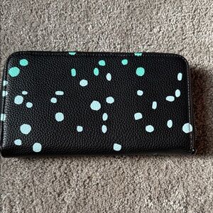 Black Wallet with Green and White Dots